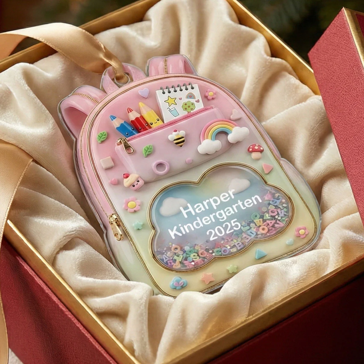 3D Effect Kid School Backpack - Personalized Acrylic Ornament - School Year Milestone For Kids - Image 4