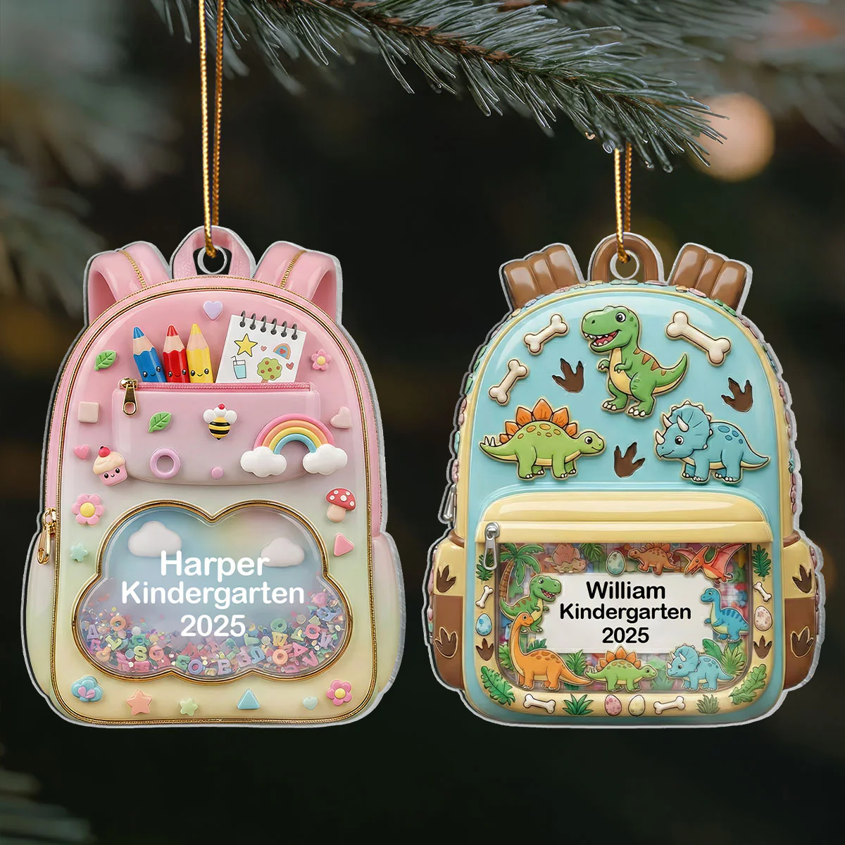 3D Effect Kid School Backpack - Personalized Acrylic Ornament - School Year Milestone For Kids - Image 5