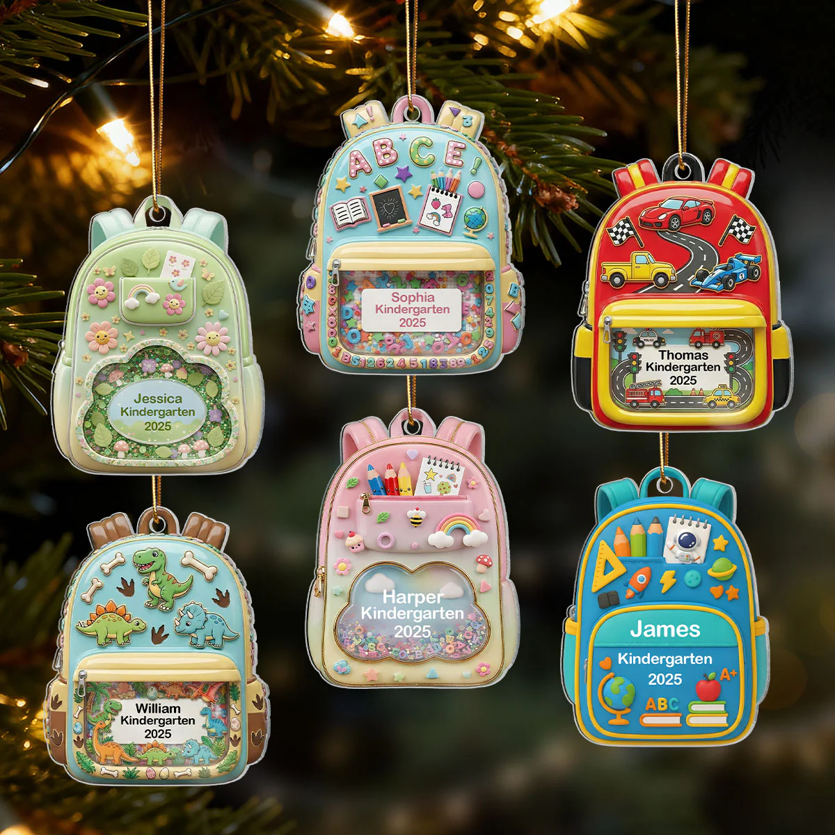 3D Effect Kid School Backpack - Personalized Acrylic Ornament - School Year Milestone For Kids - Image 7
