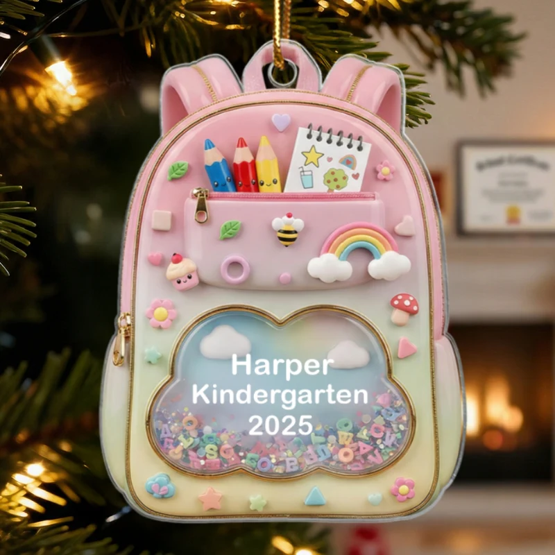 3D Effect Kid School Backpack - Personalized Acrylic Ornament - School Year Milestone For Kids - Image 9