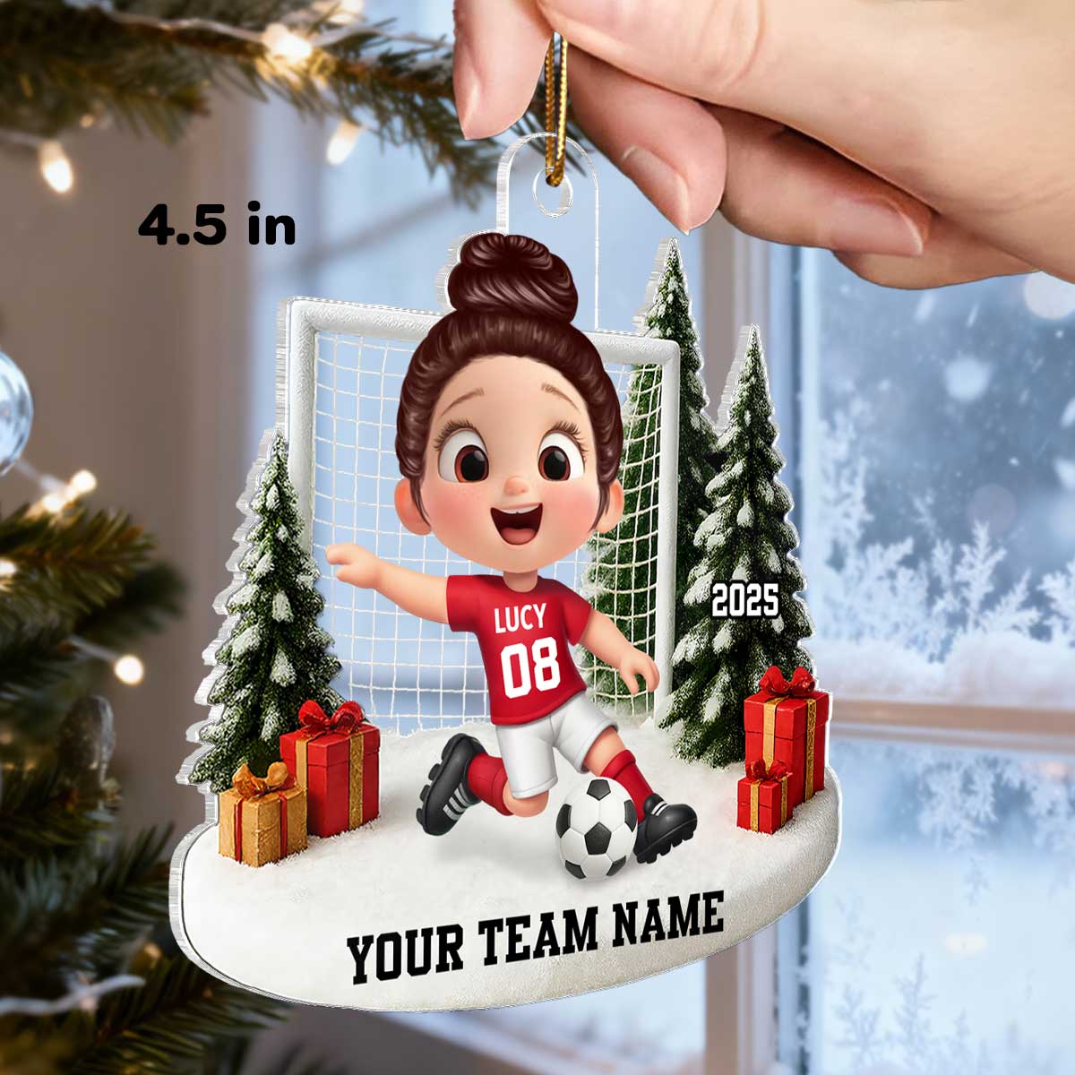 3D Effect Kid Soccer Player - Personalized Acrylic Ornament - Gift For Soccer Lovers, School Soccer Team - Image 2