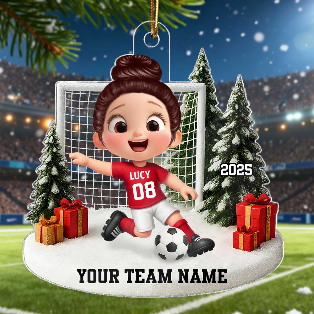 3D Effect Kid Soccer Player - Personalized Acrylic Ornament - Gift For Soccer Lovers, School Soccer Team - Image 3