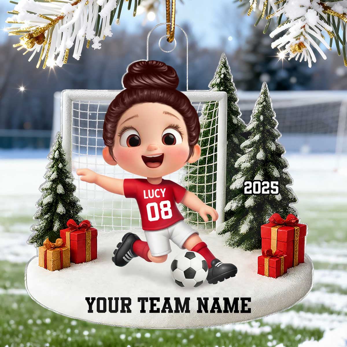 3D Effect Kid Soccer Player - Personalized Acrylic Ornament - Gift For Soccer Lovers, School Soccer Team - Image 4