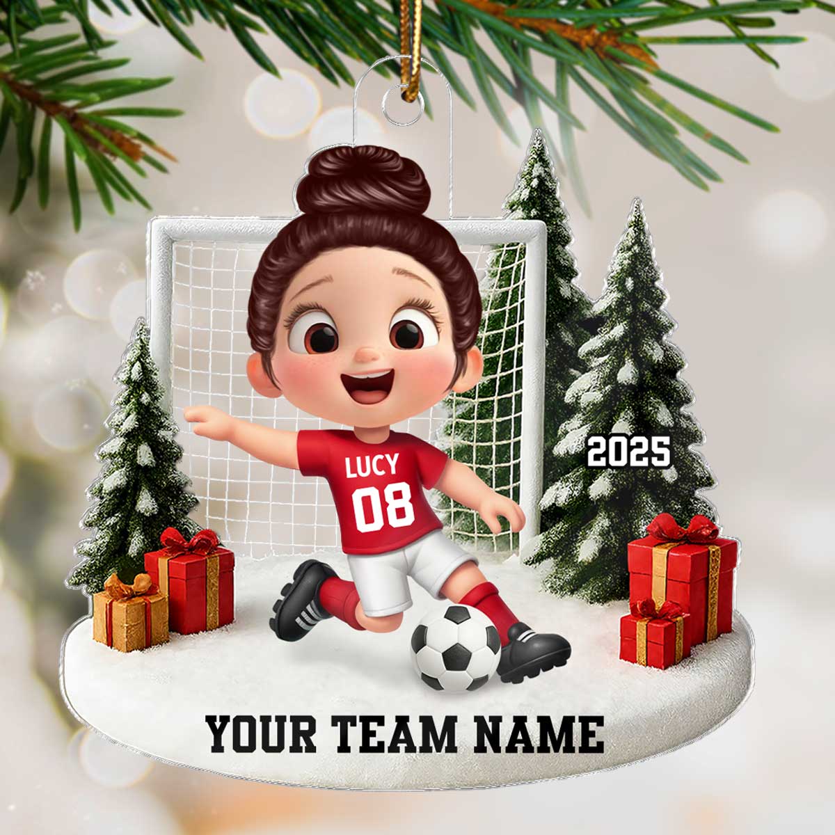 3D Effect Kid Soccer Player - Personalized Acrylic Ornament - Gift For Soccer Lovers, School Soccer Team - Image 5