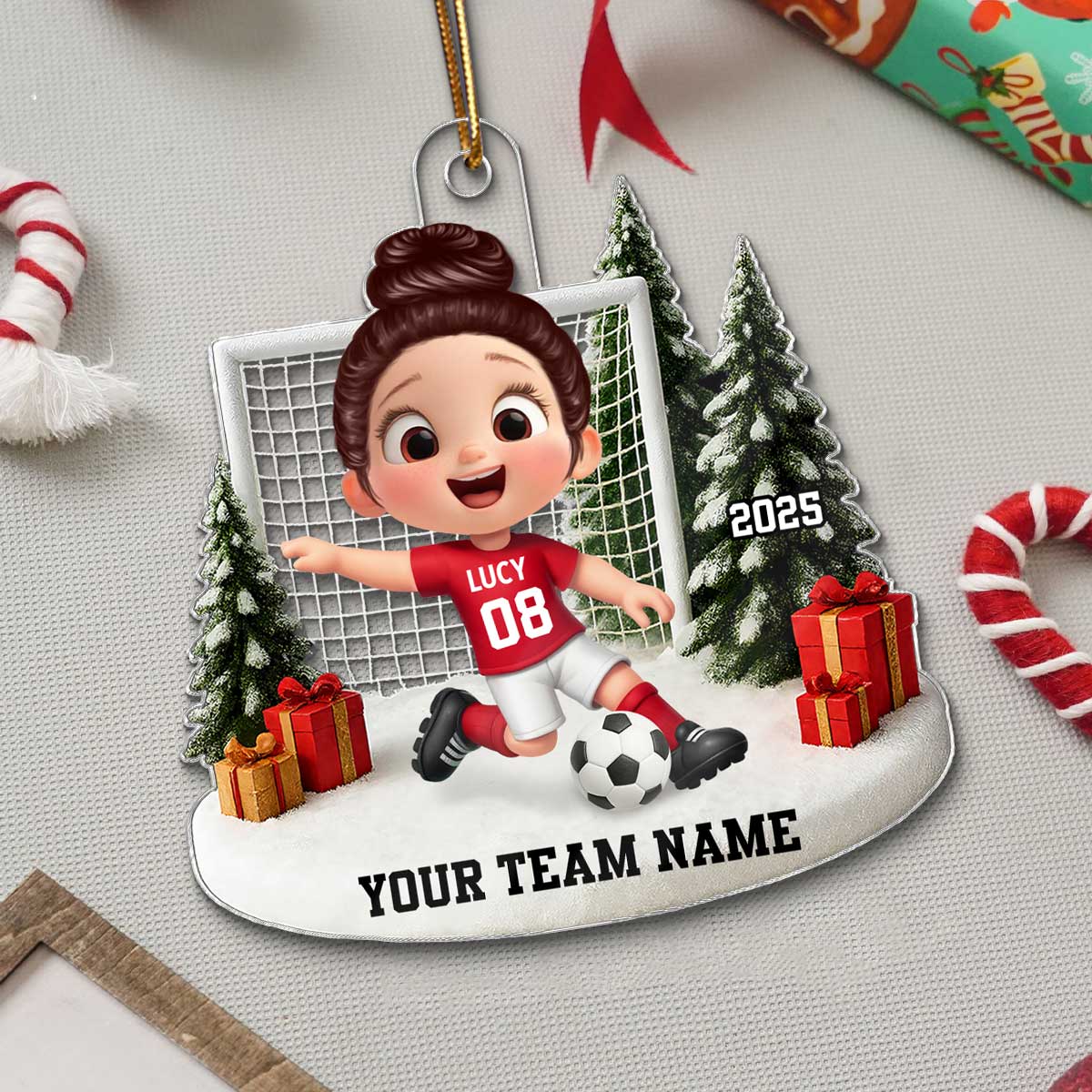3D Effect Kid Soccer Player - Personalized Acrylic Ornament - Gift For Soccer Lovers, School Soccer Team - Image 7
