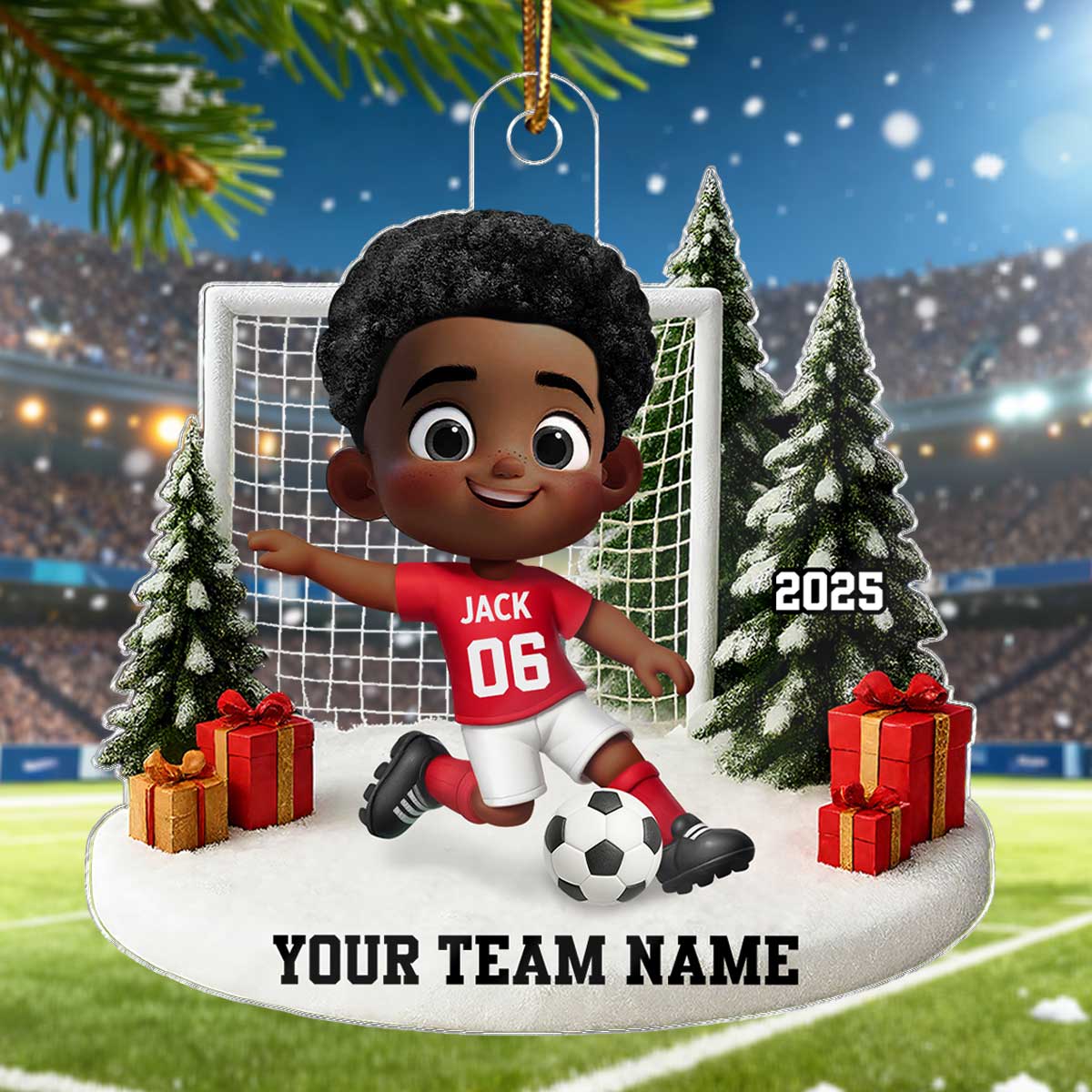 3D Effect Kid Soccer Player - Personalized Acrylic Ornament - Gift For Soccer Lovers, School Soccer Team - Image 3