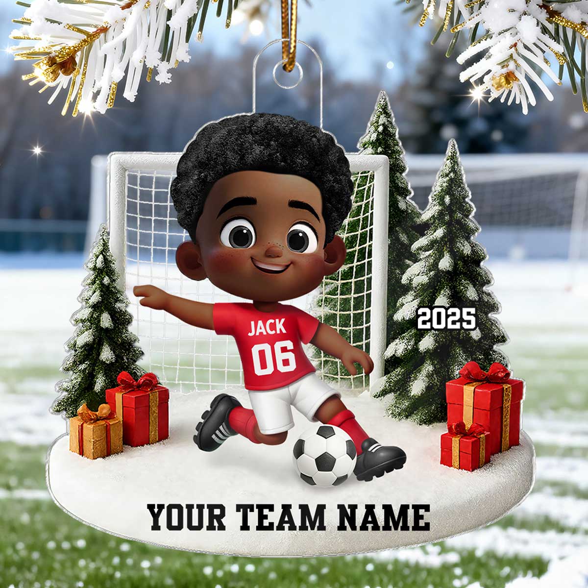 3D Effect Kid Soccer Player - Personalized Acrylic Ornament - Gift For Soccer Lovers, School Soccer Team - Image 4