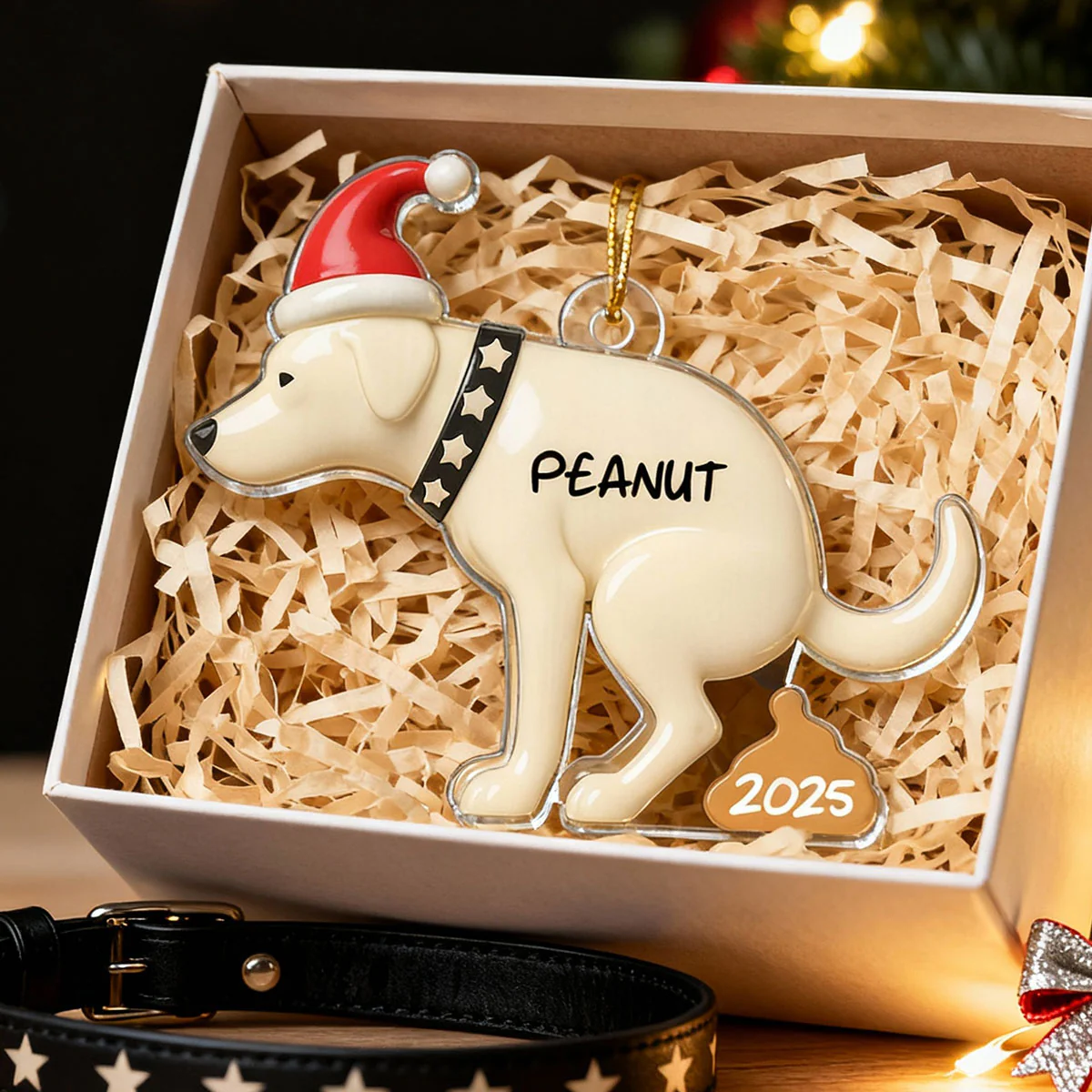 3D Effect Labrador Dog Pooping - Personalized Acrylic Ornament - Funny Christmas Gag Gift, White Elephant Gift - Image 10