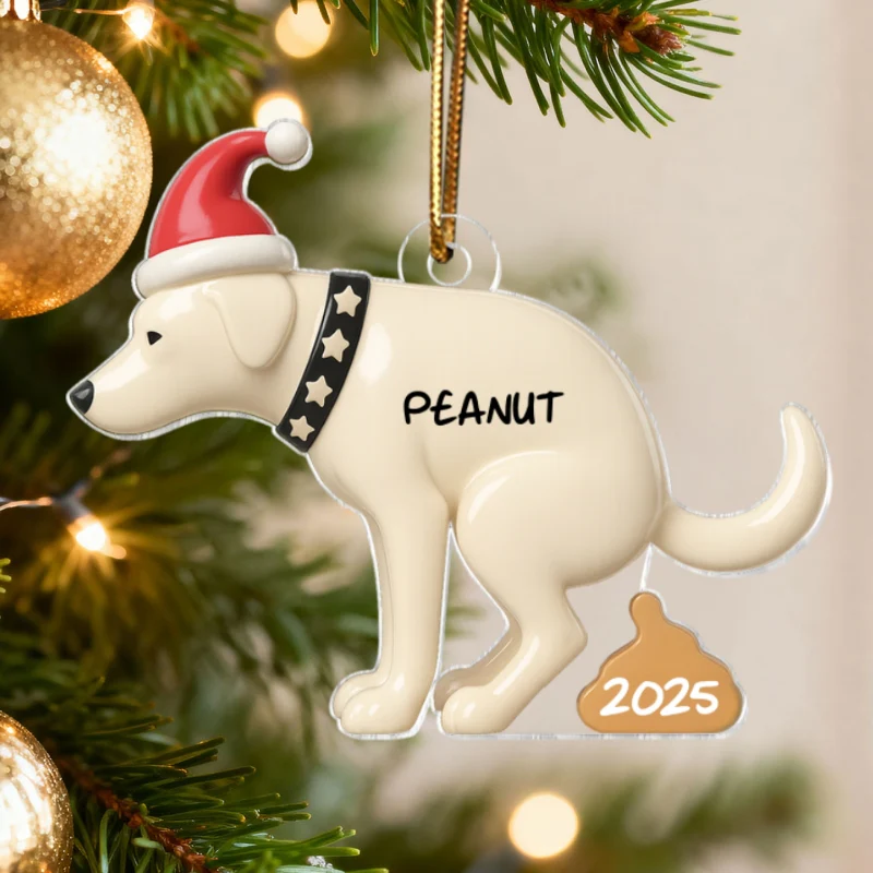 3D Effect Labrador Dog Pooping - Personalized Acrylic Ornament - Funny Christmas Gag Gift, White Elephant Gift - Image 12