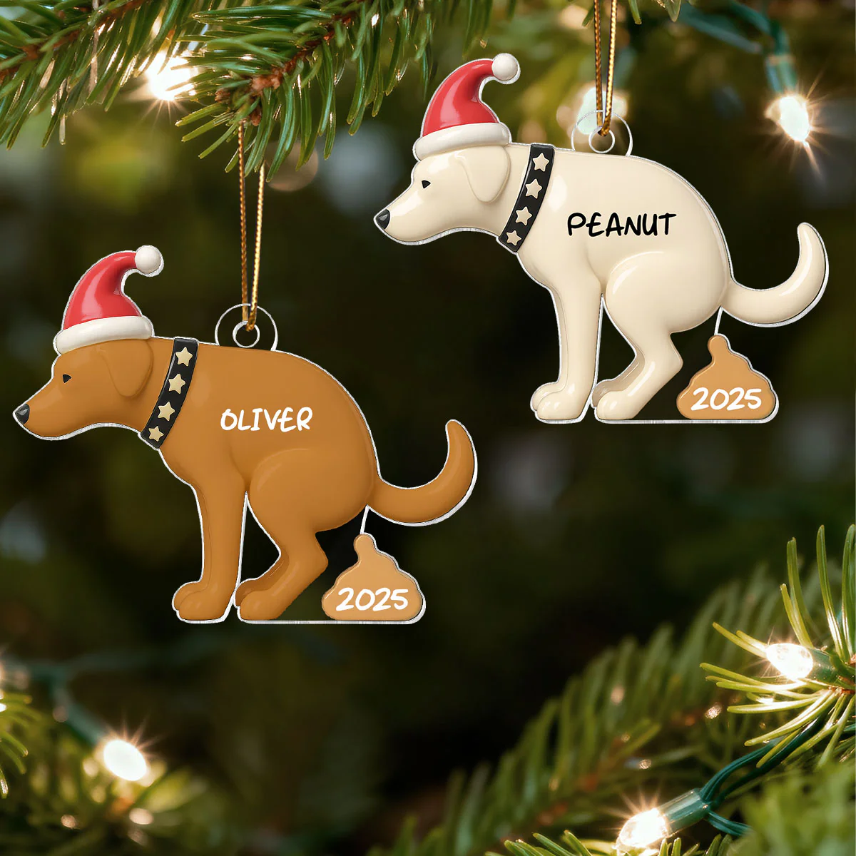3D Effect Labrador Dog Pooping - Personalized Acrylic Ornament - Funny Christmas Gag Gift, White Elephant Gift - Image 5