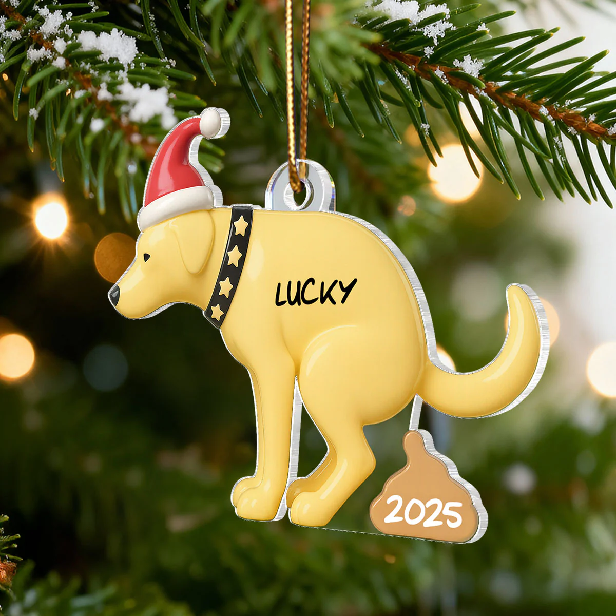 3D Effect Labrador Dog Pooping - Personalized Acrylic Ornament - Funny Christmas Gag Gift, White Elephant Gift - Image 6