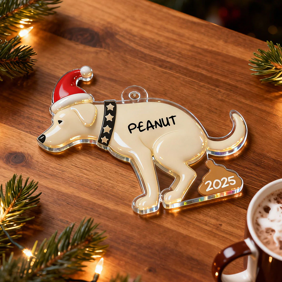 3D Effect Labrador Dog Pooping - Personalized Acrylic Ornament - Funny Christmas Gag Gift, White Elephant Gift - Image 9