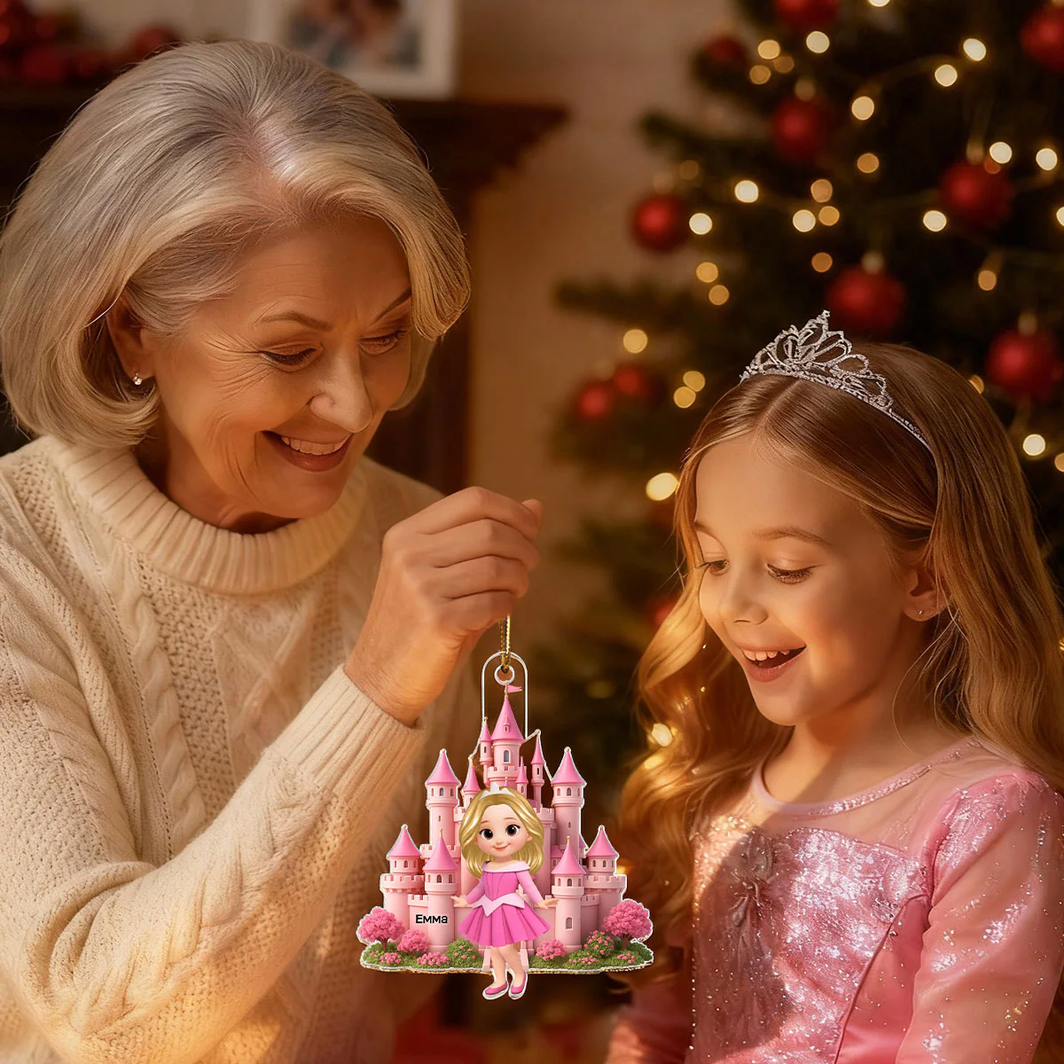 3D Effect Little Princess Castle Personalized Acrylic Ornament - Image 2