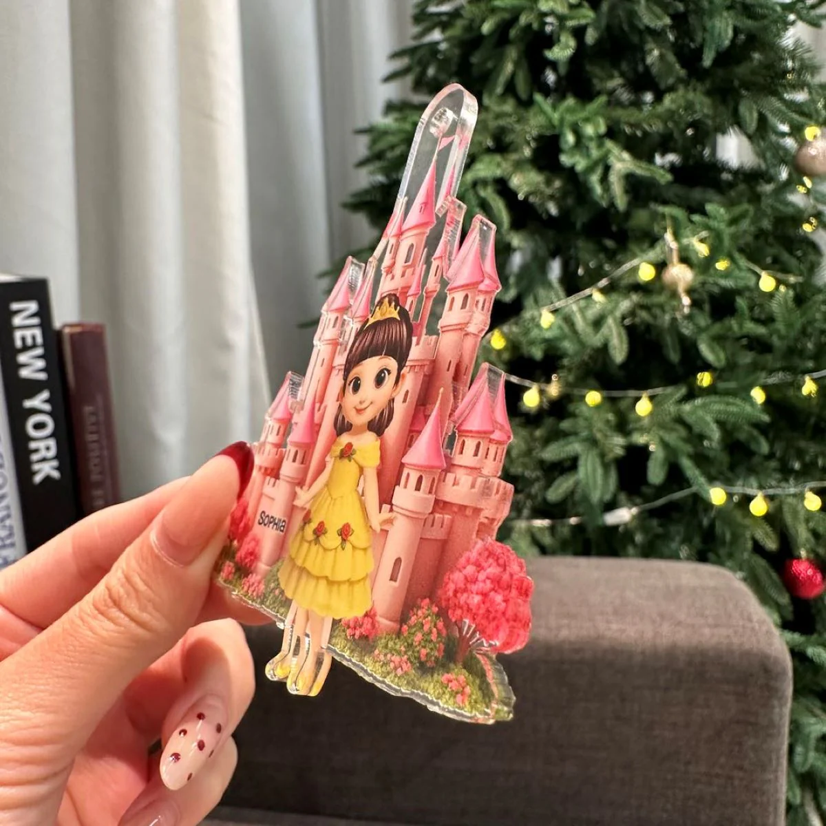 3D Effect Little Princess Castle Personalized Acrylic Ornament - Image 7