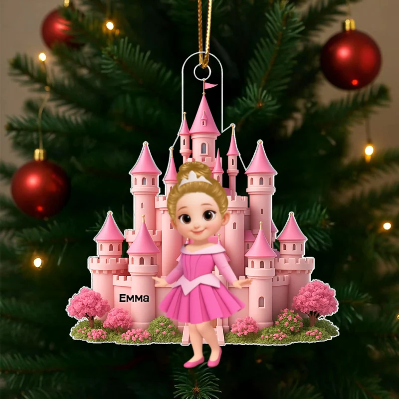 3D Effect Little Princess Castle Personalized Acrylic Ornament - Image 9