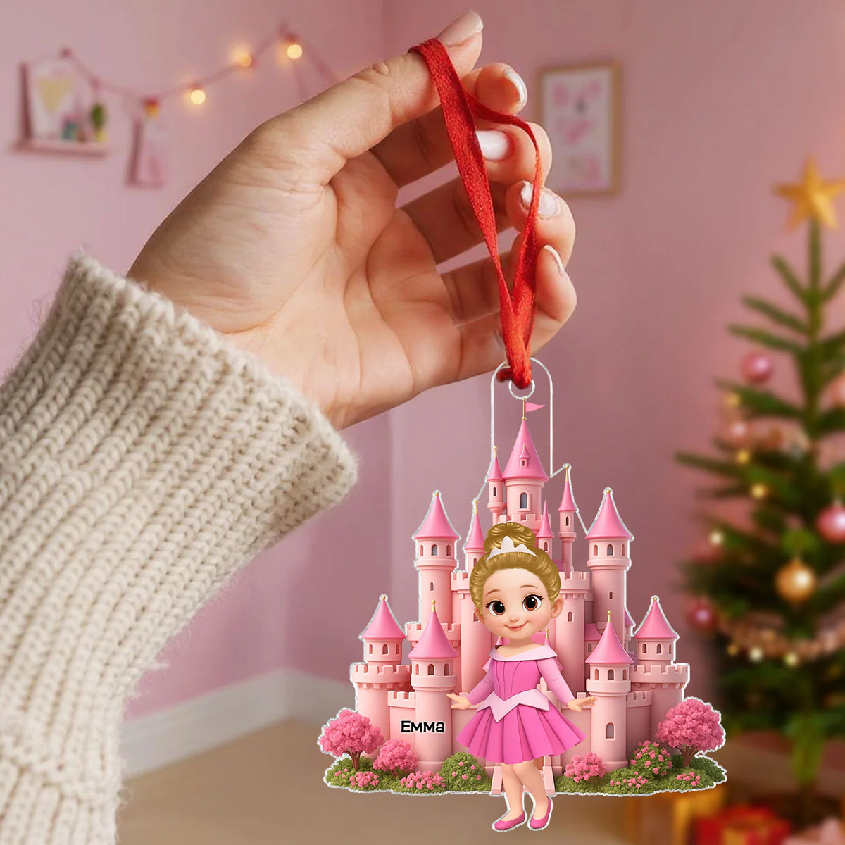 3D Effect Little Princess Castle Personalized Acrylic Ornament - Image 8