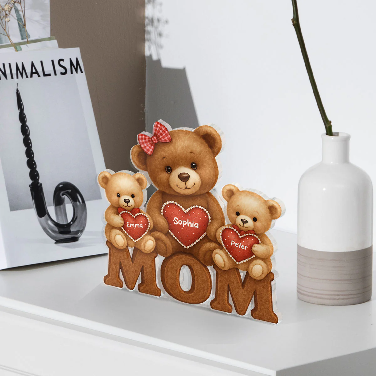 3D Effect Mama Bear Personalized Custom Shape Acrylic Block Plaque, Gift For Mom - Image 3
