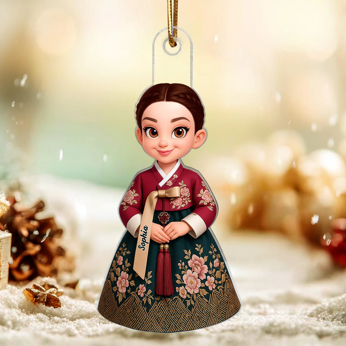 3D Effect Man Woman Korean Hanbok - Personalized Acrylic Ornament - Gift For Korean, Korean Lovers - Image 3