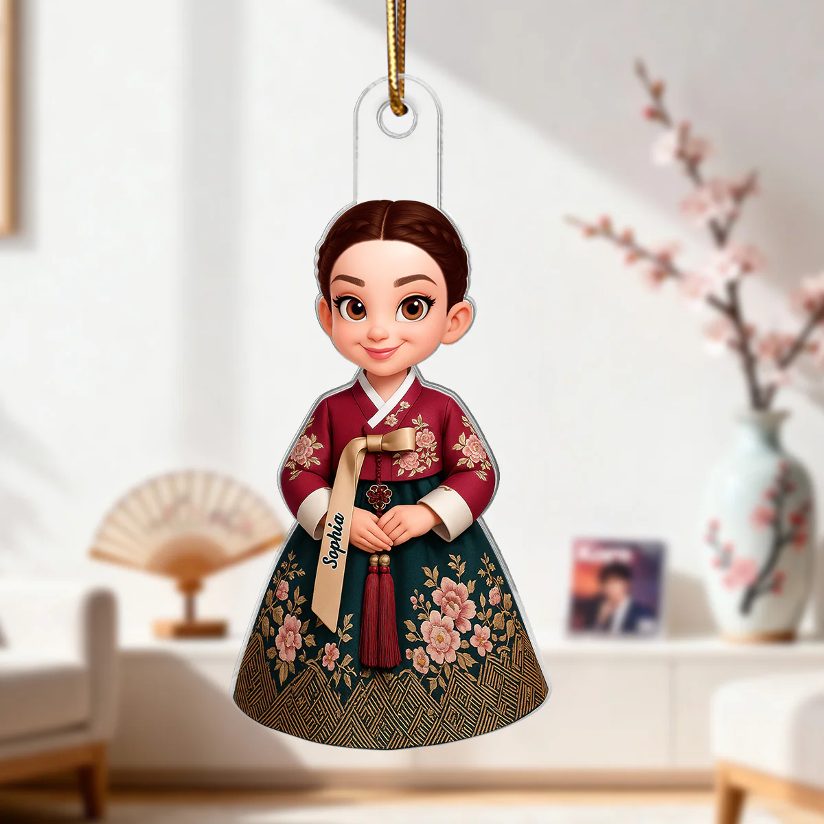 3D Effect Man Woman Korean Hanbok - Personalized Acrylic Ornament - Gift For Korean, Korean Lovers - Image 4