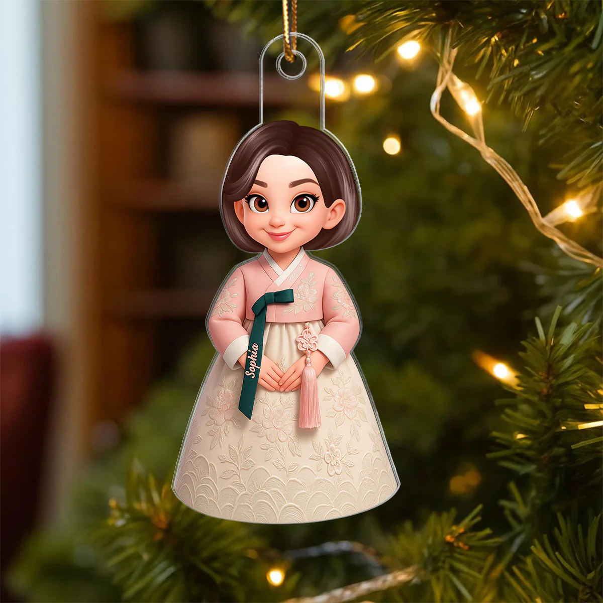 3D Effect Man Woman Korean Hanbok - Personalized Acrylic Ornament - Gift For Korean, Korean Lovers - Image 5