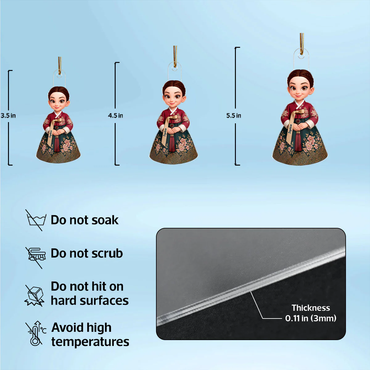 3D Effect Man Woman Korean Hanbok - Personalized Acrylic Ornament - Gift For Korean, Korean Lovers - Image 7