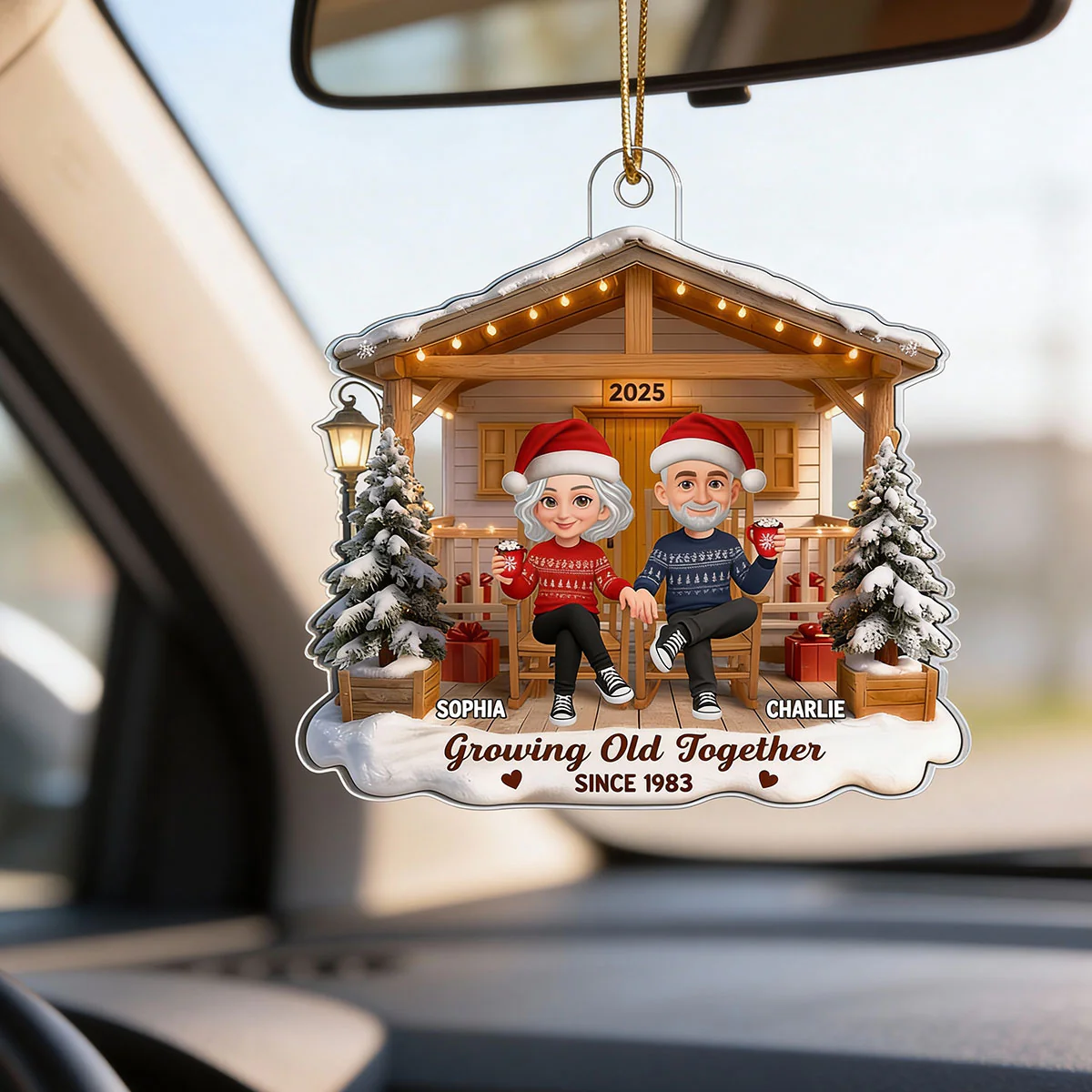 3D Effect Nostalgia Eternal Love Couple On Front Porch - Personalized Acrylic Ornament - Gift For Couple, For Him, For Her, Farmhouse Decor - Image 8
