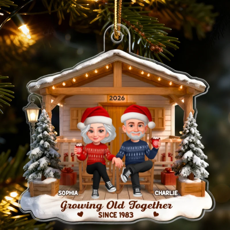 3D Effect Nostalgia Eternal Love Couple On Front Porch - Personalized Acrylic Ornament - Gift For Couple, For Him, For Her, Farmhouse Decor - Image 9