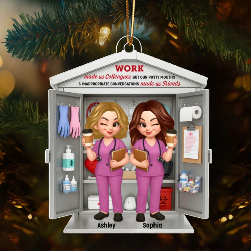 3D Effect Nurse Besties Medical Supplies Cabinet Personalized Acrylic Ornament, Christmas Gift for Coworkers - Image 9
