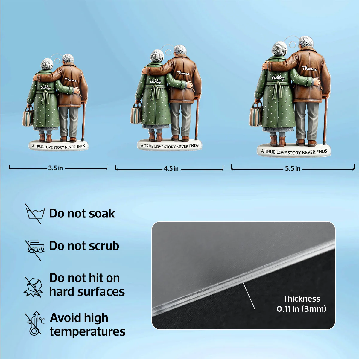 3D Effect Old Couple Embracing Personalized Acrylic Ornament, Heartfelt Keepsake,  Gift For Couple, For Him, For Her, Husband, Wife - Image 7