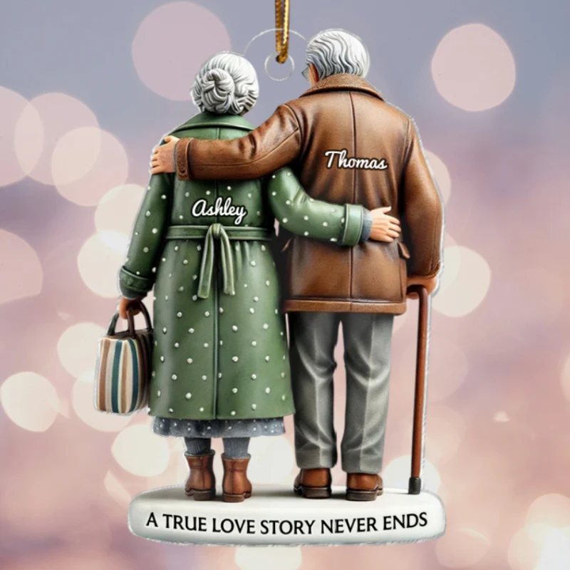 3D Effect Old Couple Embracing Personalized Acrylic Ornament, Heartfelt Keepsake,  Gift For Couple, For Him, For Her, Husband, Wife - Image 8