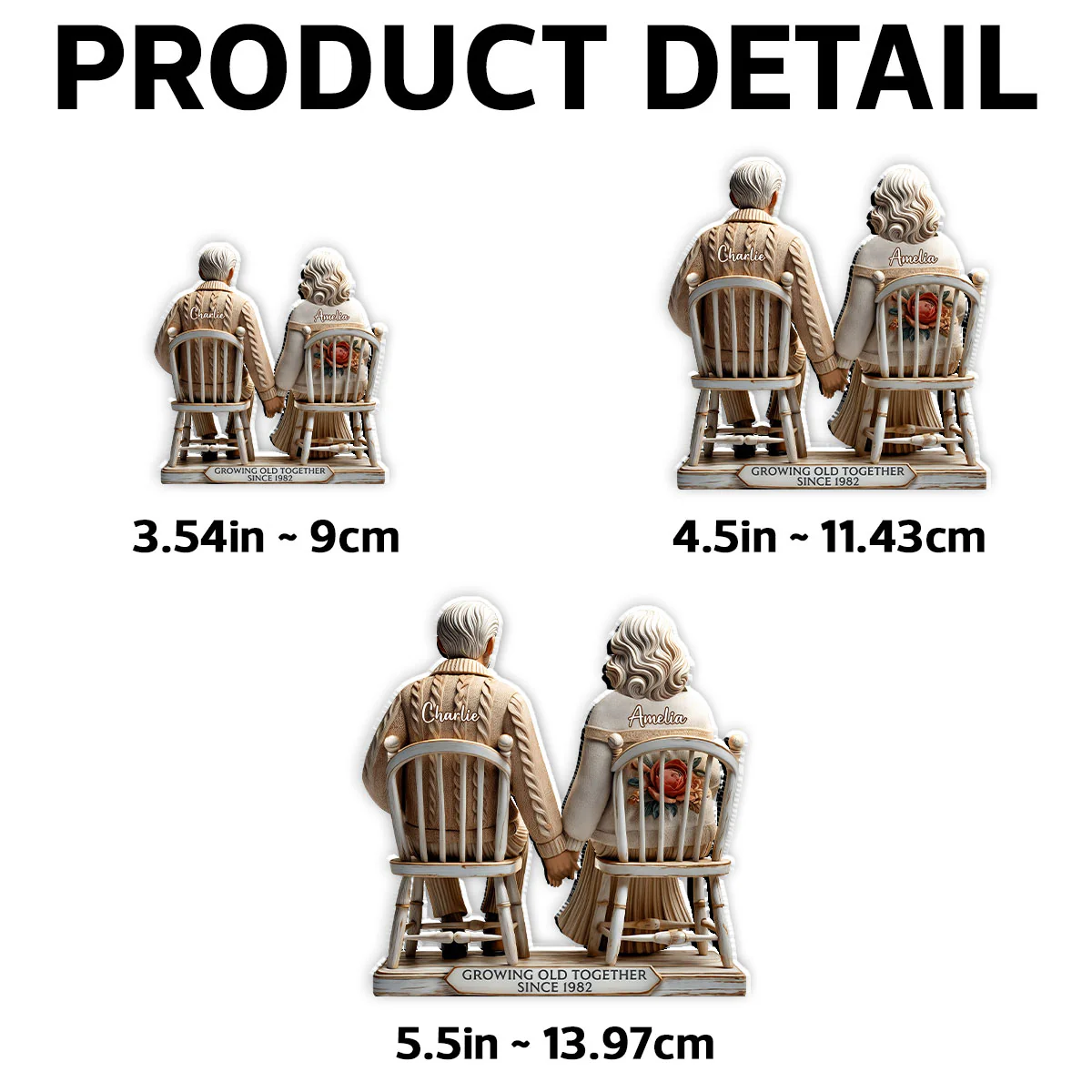 3D Effect Old Couple Sitting Together Personalized Acrylic Fridge Magnet, Heartfelt Gift For Couple, For Him, For Her, Husband, Wife - Image 5