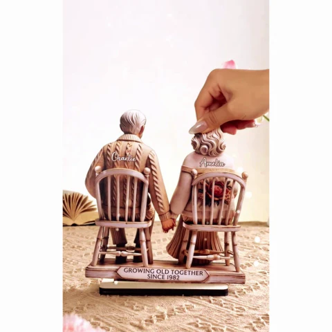 3D Effect Couple Sitting Together Personalized Standing Wooden Plaque, Heartfelt 2025  Gift, Anniversary Gift For Girlfriend, For Wife - Image 2