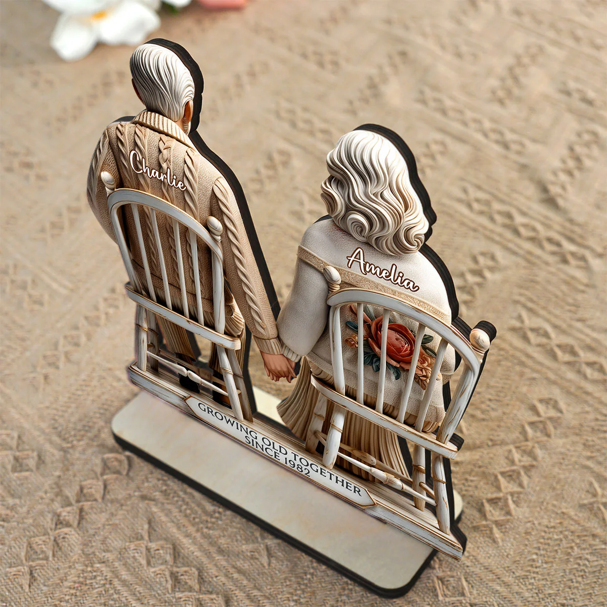 3D Effect Couple Sitting Together Personalized Standing Wooden Plaque, Heartfelt 2025  Gift, Anniversary Gift For Girlfriend, For Wife - Image 5