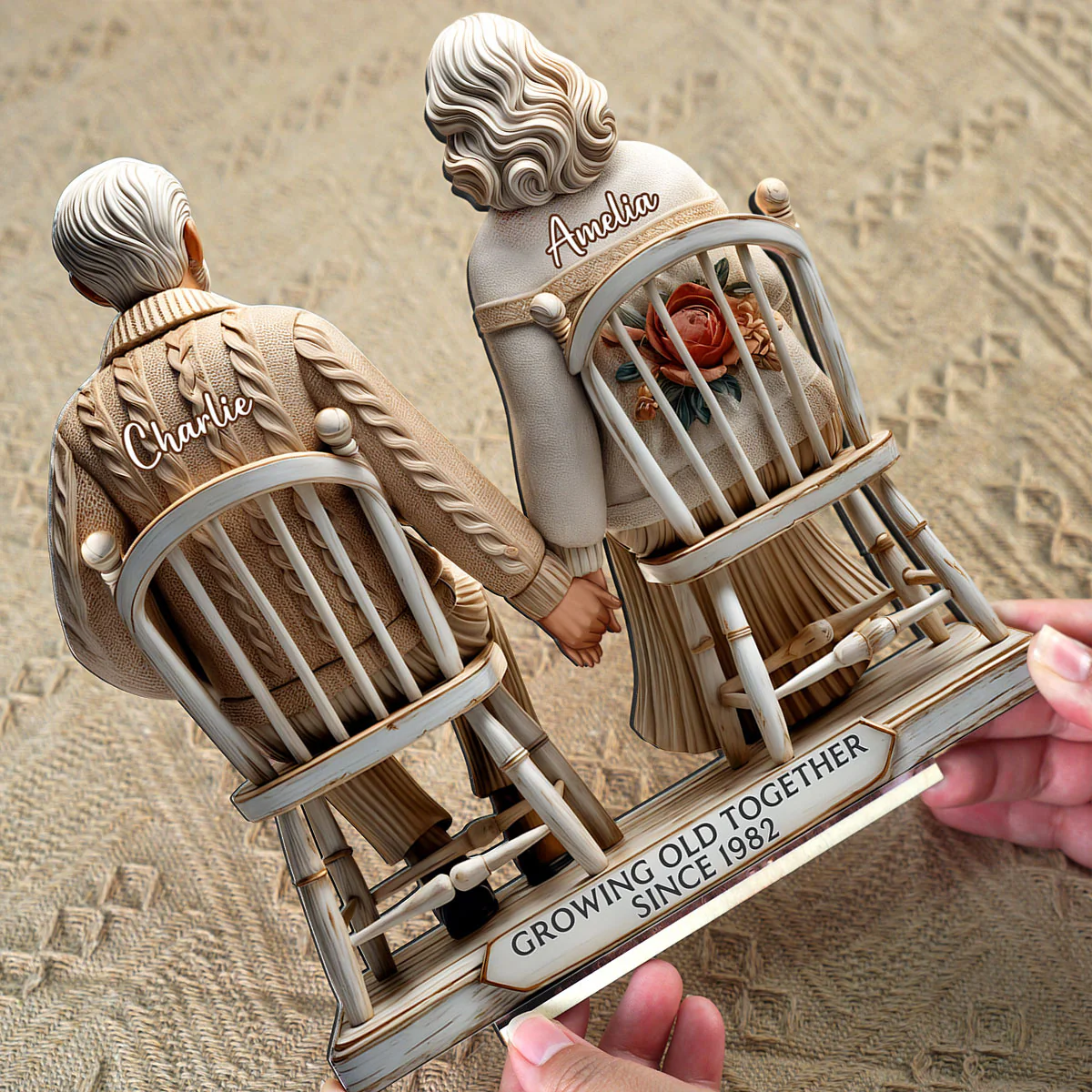 3D Effect Couple Sitting Together Personalized Standing Wooden Plaque, Heartfelt 2025  Gift, Anniversary Gift For Girlfriend, For Wife - Image 6