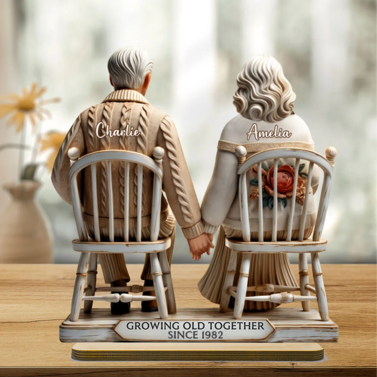 3D Effect Couple Sitting Together Personalized Standing Wooden Plaque, Heartfelt 2025  Gift, Anniversary Gift For Girlfriend, For Wife - Image 9