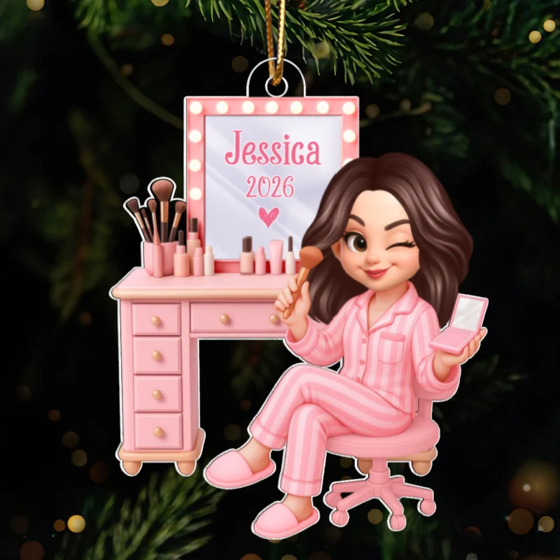 3D Effect Pink Girl Makeup - Personalized Acrylic Ornament - Christmas Gift for Daughters, Granddaughters, Teen Girls - Image 9