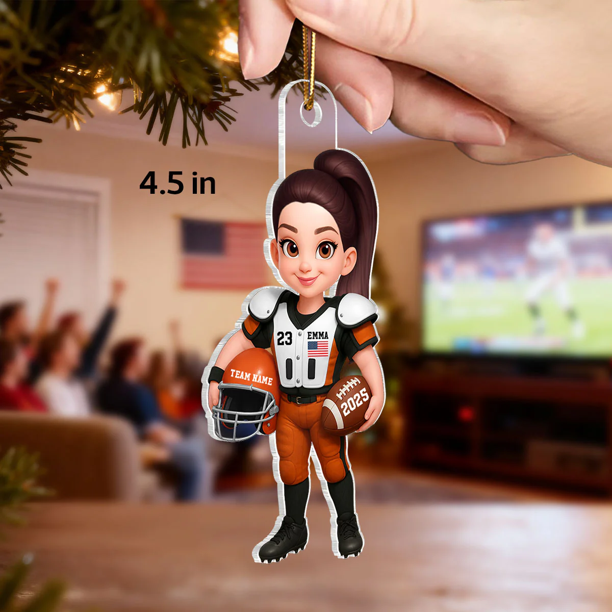 3D Effect Proud American Football Player Female Male - Personalized Acrylic Ornament - Gift For Football Lovers, Granddaughter, Daughter, Wife - Image 2