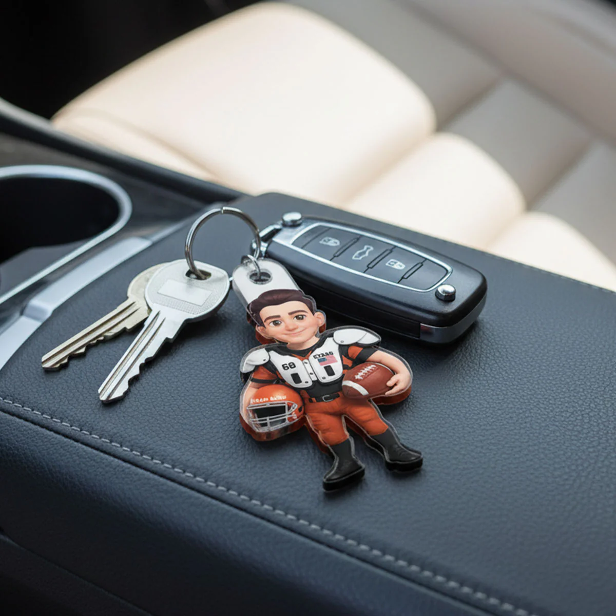 3D Effect Proud American Football Player - Personalized Acrylic Keychain - Gift For Football Players, Football Lovers - Image 3