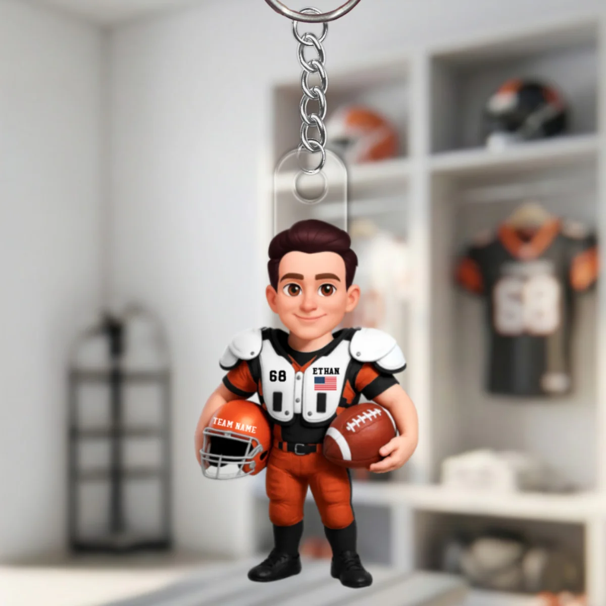 3D Effect Proud American Football Player - Personalized Acrylic Keychain - Gift For Football Players, Football Lovers - Image 7