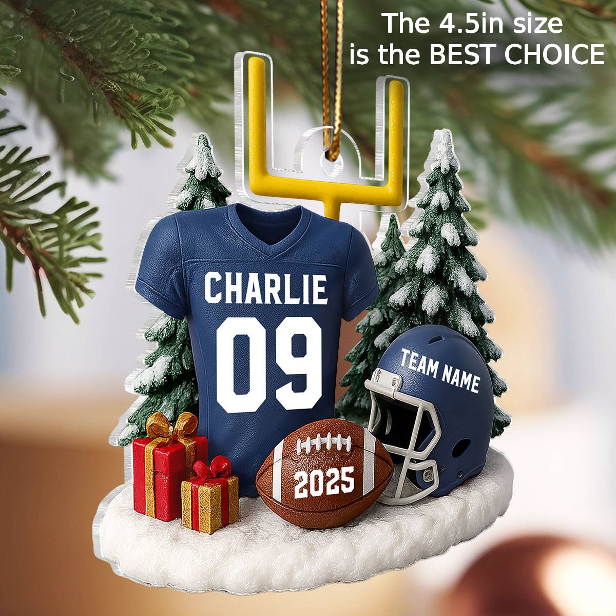 3D Effect Proud American Football Player Uniform - Personalized Acrylic Car Hanger - Gift For Football Lovers, Football Team - Image 6