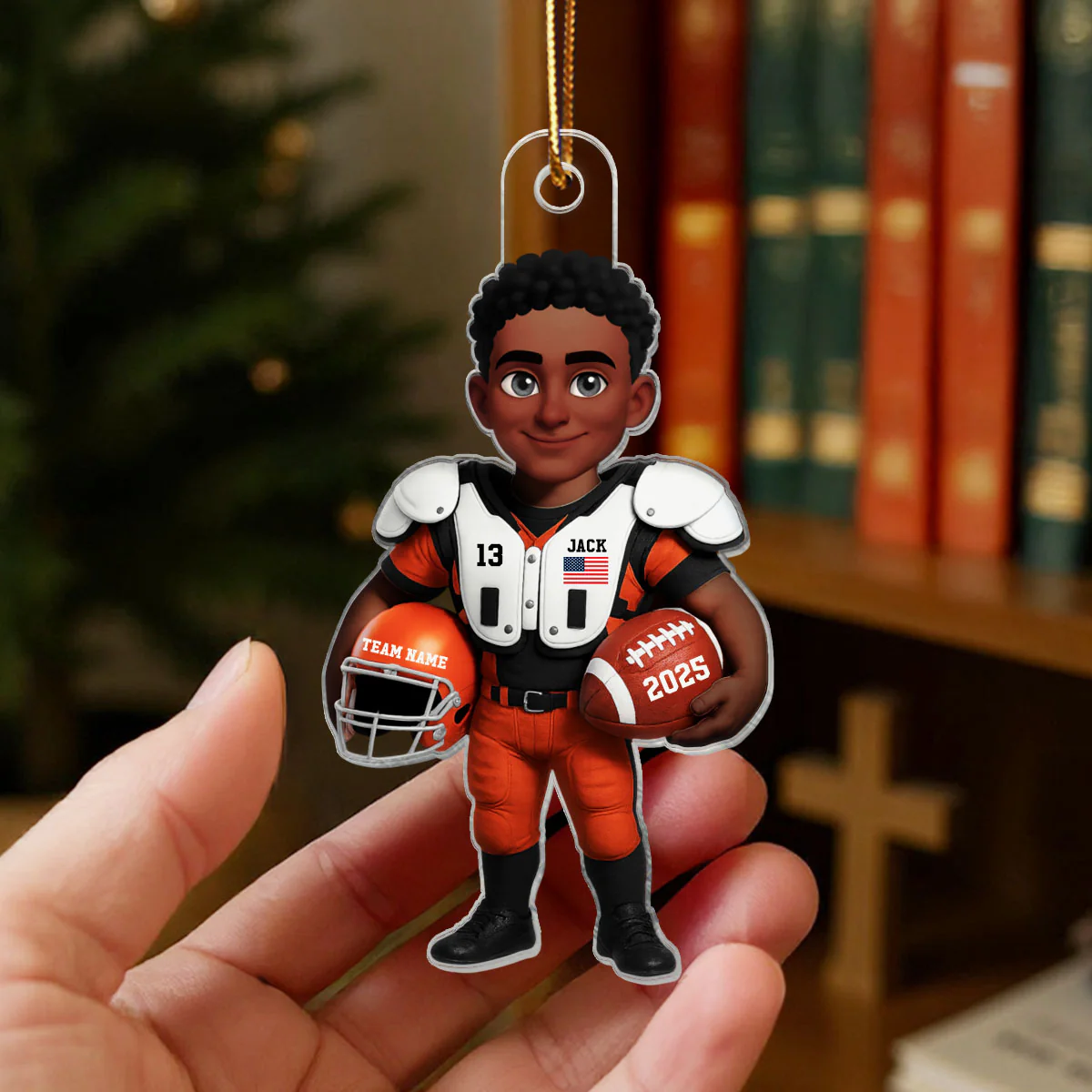 3D Effect Proud American Football Player - Personalized Acrylic Ornament - Gift For Football Lovers, Grandson, Son, Husband - Image 6