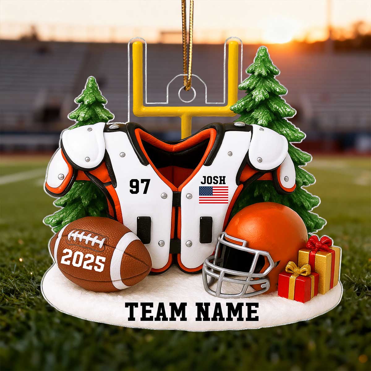 3D Effect Proud Nation Flag American Football Shoulder Pads - Personalized Acrylic Ornament - Gift For Football Lovers - Image 8