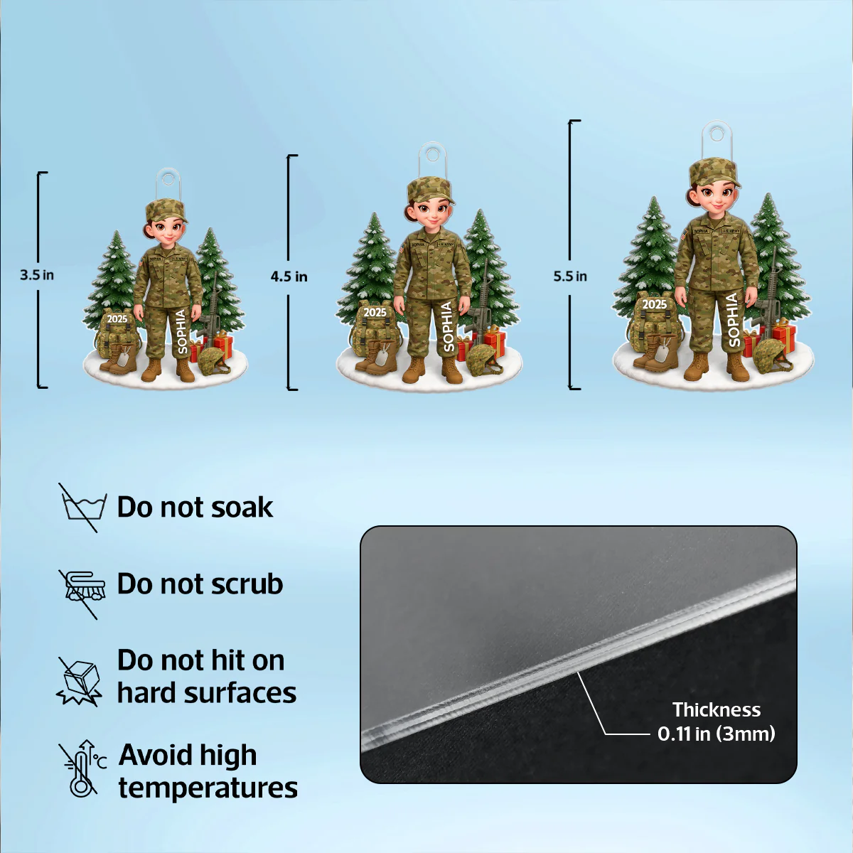 3D Effect Proud Soldier - Personalized Acrylic Ornament - Special Chritsmas Gift For The Brave Soldier - Image 8