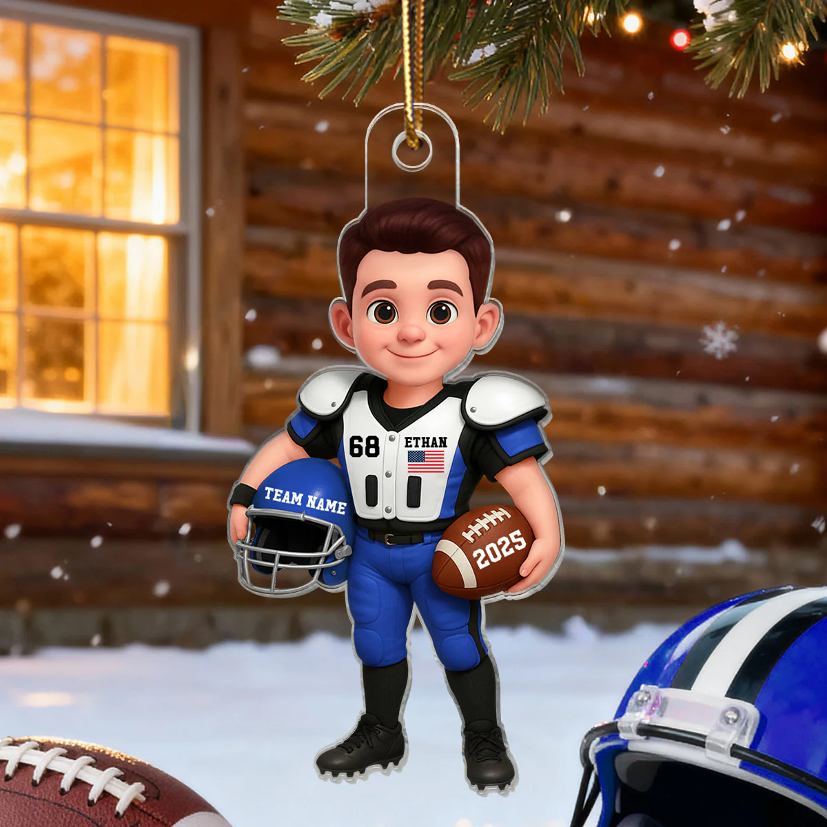 3D Effect Proud Youth American Football Player - Personalized Acrylic Ornament - Gift For Football Lovers - Image 6