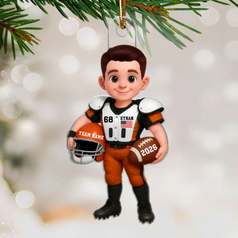 3D Effect Proud Youth American Football Player - Personalized Acrylic Ornament - Gift For Football Lovers - Image 8