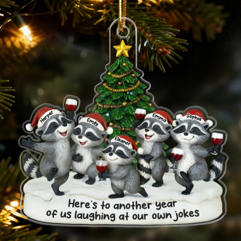 3D Effect Raccoon Best Friends Here's To Another Year Of Bonding - Personalized Acrylic Ornament - Funny Gift For Besties, Best Friends - Image 8