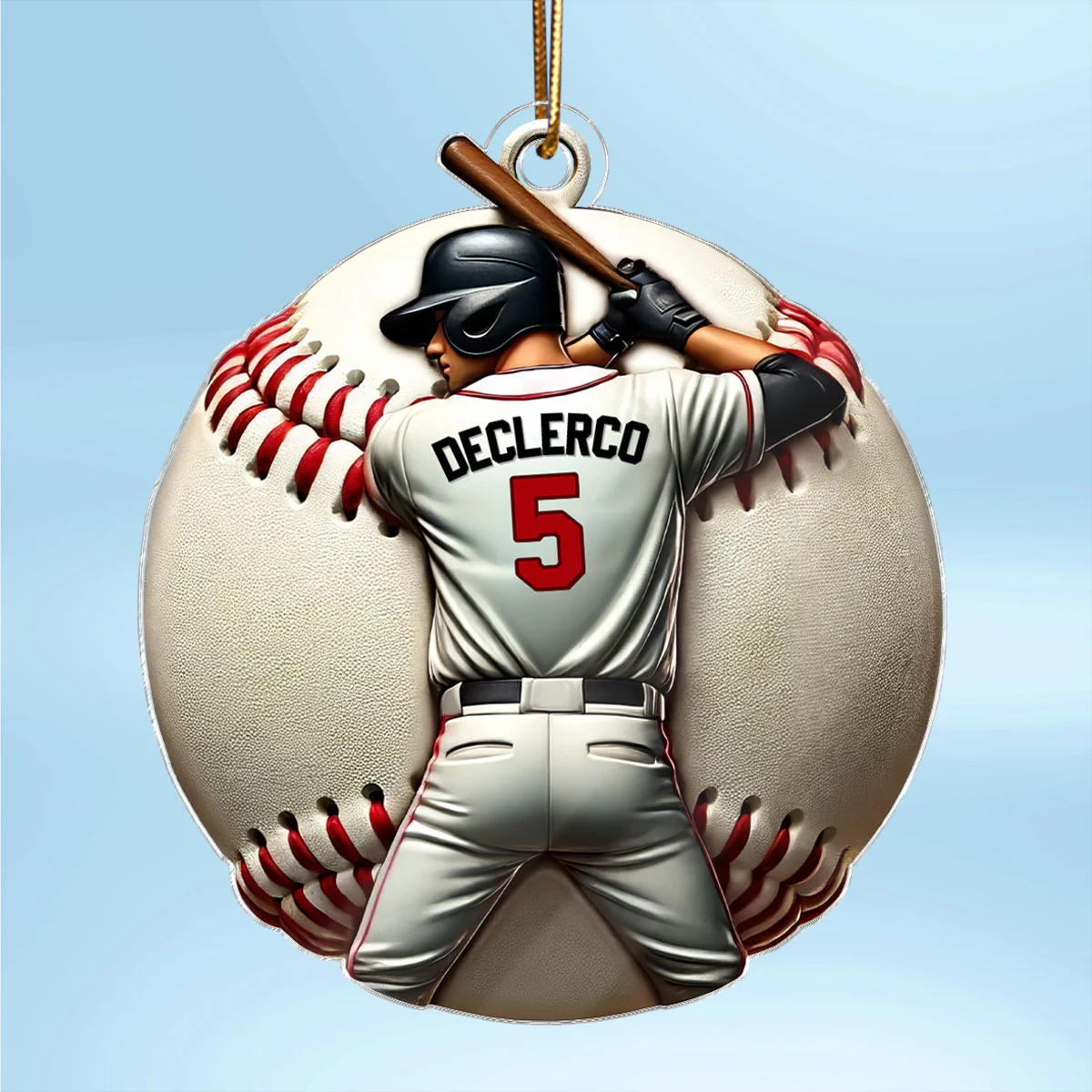 3D Effect Retro Vintage Baseball Player Personalized Acrylic Ornament, Christmas For Baseball Players, Baseball Fans - Image 2