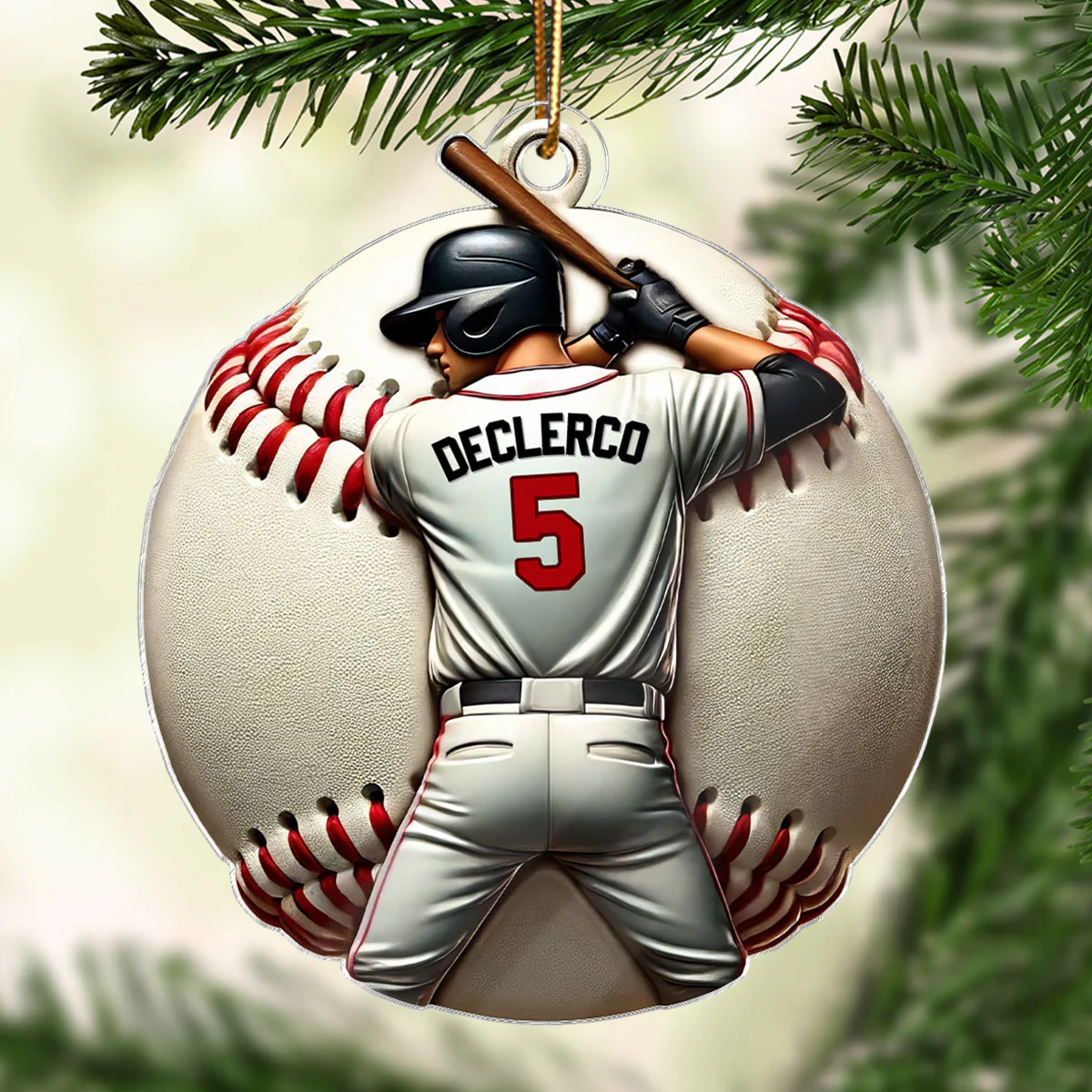 3D Effect Retro Vintage Baseball Player Personalized Acrylic Ornament, Christmas For Baseball Players, Baseball Fans - Image 3