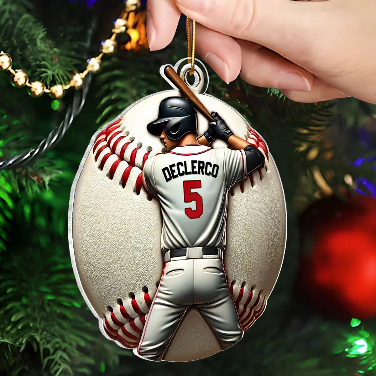 3D Effect Retro Vintage Baseball Player Personalized Acrylic Ornament, Christmas For Baseball Players, Baseball Fans - Image 4