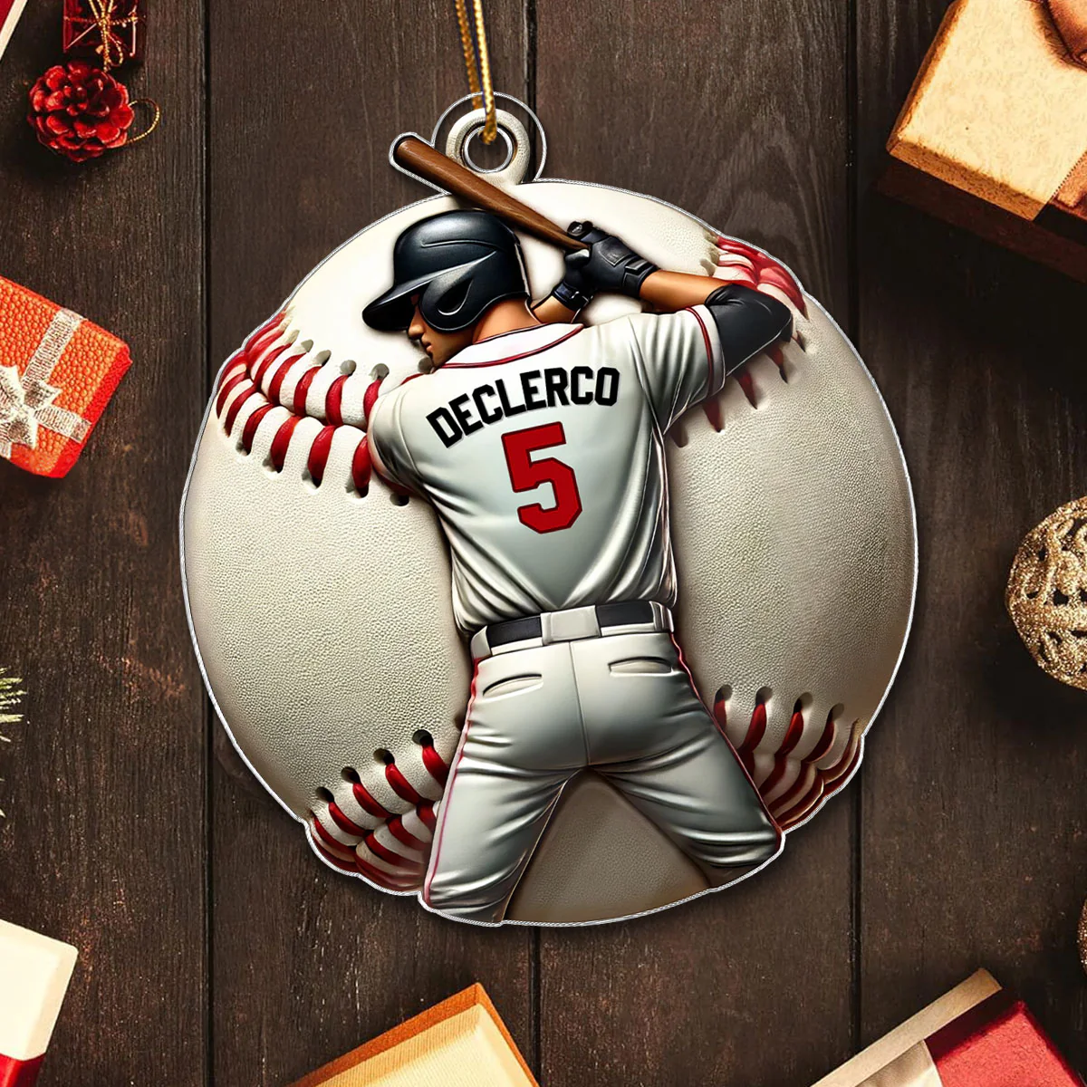 3D Effect Retro Vintage Baseball Player Personalized Acrylic Ornament, Christmas For Baseball Players, Baseball Fans - Image 5